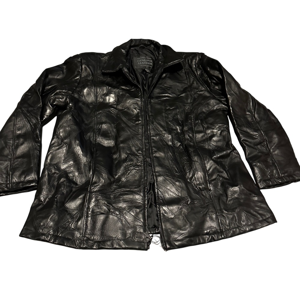 MAXAM Brand Top Grain Lambskin‎ Leather Jacket Italian Mosaic Design Black 3X